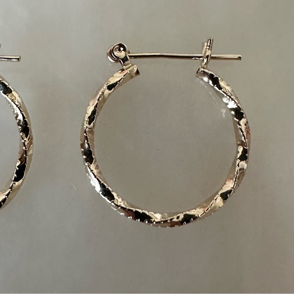 14k Solid Gold Twist Hoop Earrings - Picture 9 of 15